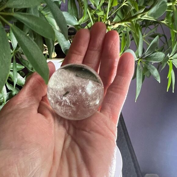 Garden Quartz Sphere with Rainbow Flash - Picture 3 of 14